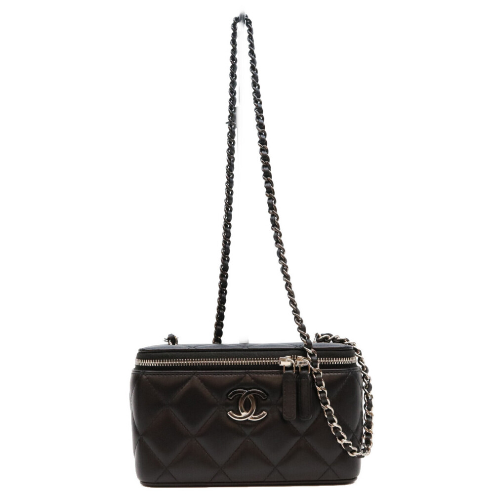 CHANEL AP3697 Big Coco Mark Vanity Shoulder Bag, Black with Silver Hardware, ...